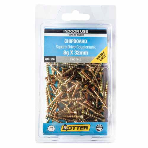 otter-chipboard-screws-8g-x-32mm-pack-of-100-zinc-gold-plated