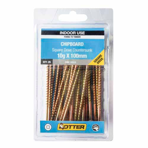 otter-chipboard-screws-10g-x-100mm-pack-of-25-zinc-gold-plated