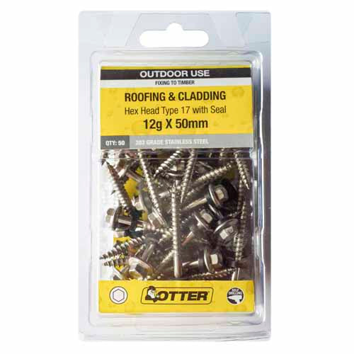 otter-roofing-&-cladding-timber-screws-12g-x-50mm-pack-of-50-stainless-steel