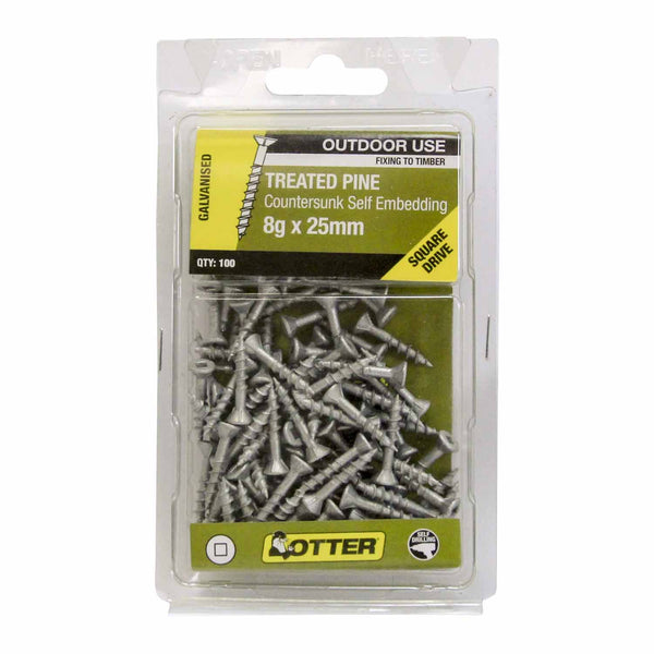 otter-treated-pine-screws-8g-x-25mm-pack-of-100-galvanised